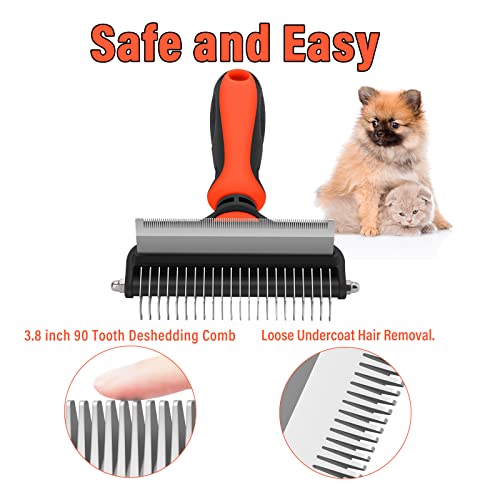 Cgbe Dog Undercoat Rake, 2 In 1 Pet Grooming Brush For Small Dogs And Cats Shedding, Safe Dematting Comb Deshedding Tool For Pet Matted Hair (Small Orange) #TOP4
