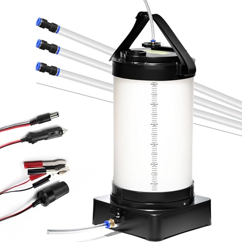 RQG Electric Oil Extractor Pump, 6L Automatic Vacuum Fluid Extractor for Oil Change Pump with Drain Switch, 3 Suction Hoses, Cigarette Lighter and Crocodile Clip for Automotive Boat Lawnmower