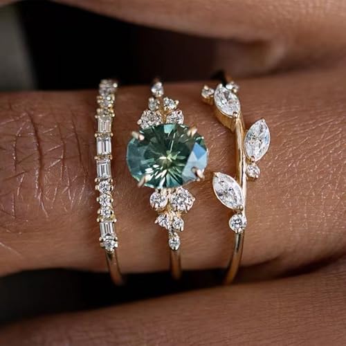 Otxas Gold Rings for Women Non Tarnish Stackable Cubic Zirconia Ring for Women Dainty Stackable Rings Set Wedding Bands Engagement Rings for Women Size 6 7 8 9 104