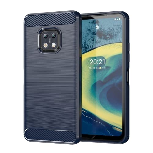 Image of NPRC Hybrid Ultra Slim Protective Case TPU Non-Slip Carbon Fiber Texture Shockproof Case Cover for Nokia XR 20 - Blue