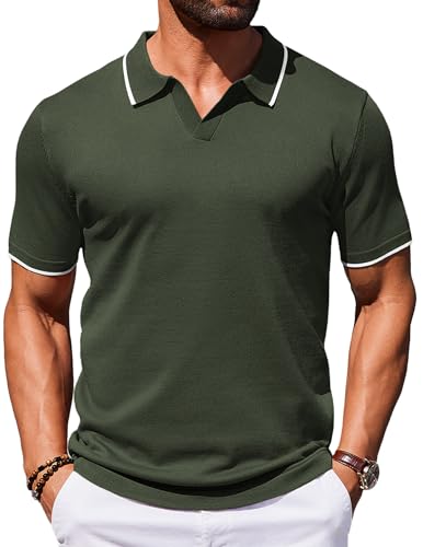 COOFANDY Men's Golf Shirts Short Sleeve Knit Polo Shirt Stretch