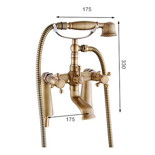 Robinet de baignoire avec douche à main à double poignées sur pont - 5