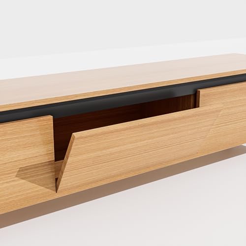Image of DecorNation Nova Wooden TV Unit Stand (Medium) - Modern Entertainment Table with 3 Closed Compartments for Living Room, Bedroom & Office (55.5 x 13.3 x 16.6 Inches, Bavarian Beech Finish)