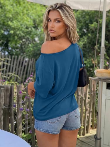 Image of Trendy Queen Womens Off the Shoulder Tops Oversized Summer Spring T-Shirts 2026