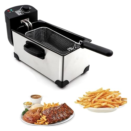 Freidora De Aceite Eléctrica De 3,5 litros, Freidora De 2000 W con Perillas De Temperatura Ajustables Y Cesta De Acero Inoxidable, para Cocina Casera, Restaurante