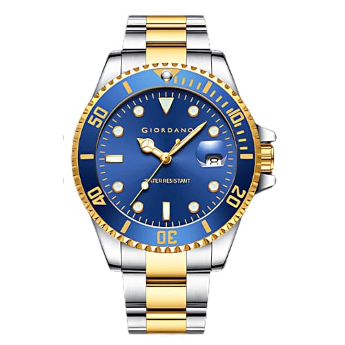 Image of Giordano Premium Analog Watch for Men with Rotating Bezel, Stainless Steel Strap and Date Display
