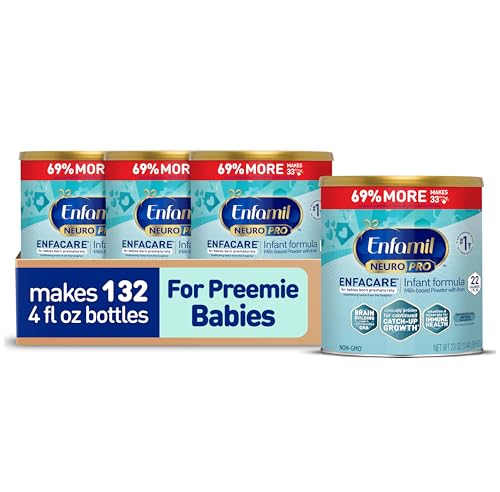 Image of Enfamil NeuroPro EnfaCare High Calorie Premature Baby Formula, Milk-Based with Iron, Brain-Building DHA, Vitamins & Minerals for Immune Support, easy-to-digest proteins, Baby Milk, 23 Oz Can, 4 Count
