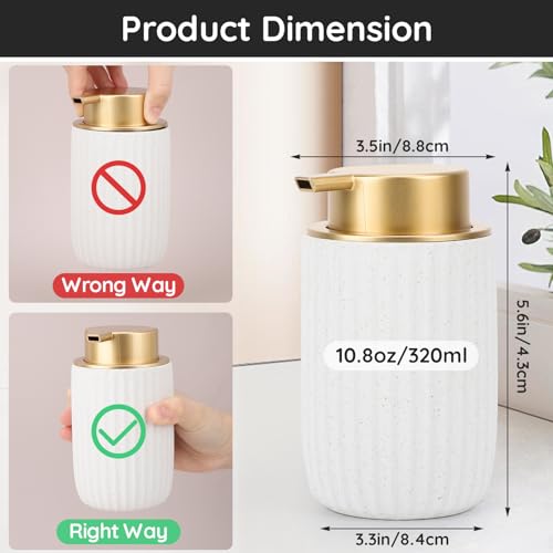 Image of Segbeauty Foam Soap Dispenser Refillable, 10.8oz White Ceramic Foaming Hand Soap Dispenser, 320ml Empty Bathroom Lotion Dispensers Press Foaming Pump Bottle Modern Home Kitchen Containers for Creams