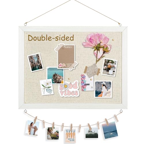 DOLLAR BOSS Pin Board Cork Board with Linen Double-Sided 1 Pack 30 X 40CM