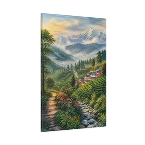 Toile brume de thé style mosaïque au-dessus de la cheminée