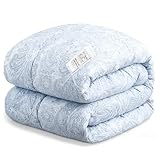 羽毛布団 シングル MAZOT ダックダウン90% ブルー花柄