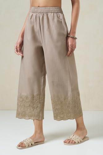 Image of Rangmanch by Pantaloons Women's 100% Cotton Bottoms | Regular Fit | Mid Rise Waist | Ankle Length