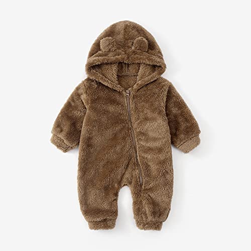 Baby Boys Girls Snowsuit Newborn Hooded Jacket Toddler Jumpsuit Coat Baby Furry Jumpsuit Infant (Khaki, 2-3 Years)3