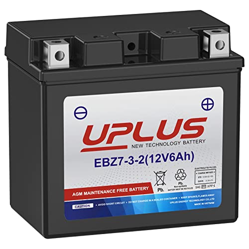 Motorcycle Battery YTZ7S 12 Volt 6 AH Batteries UPLUS EBZ7-3-2 ATV Scooter Battery Maintenance Free - SLA AGM Powersport Batteries Compatible with Honda TRX450ER TRX450R Yamaha YFZ450
