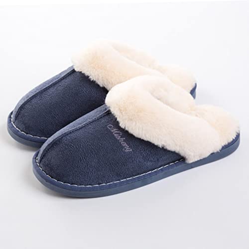 AllForYou Luxury Faux Suede Home Women Full Fur Slippers Winter Warm Plush Bedroom Non-slip Couples Shoes Indoor Ladies Furry Slipper