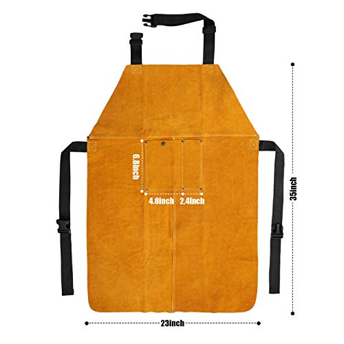 Benozit SXM Leather Welding Apron, Flame & Spark Resistant Bib, Safety Smock thumb #1