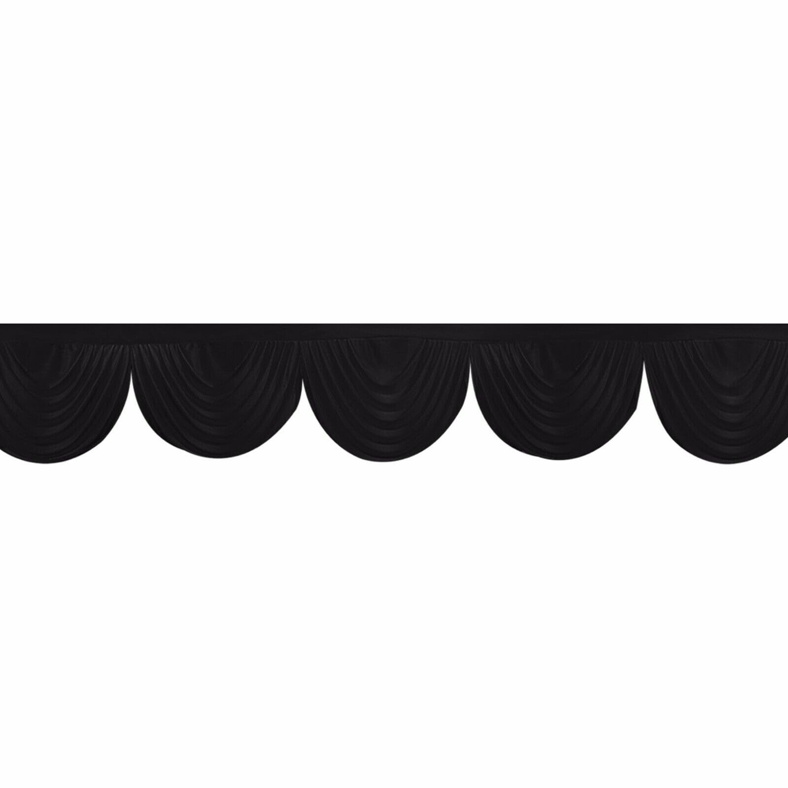 Ice Silk Swag Valance Window Curtain, 300CM Drapes for Wedding, Party, Home, Hotel Decorations Indoor and Outdoor (Black)