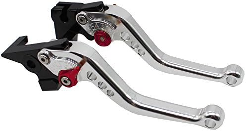 Miniatura 8 de FXCNC - Palancas de embrague de freno para carreras, ajustables, cortas y de aluminio, Palanca plateada con regulador negro.