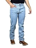 Calca Jeans Country Carpinteira Masculina Cowboy Texana Elastano Barra Larga Pura Raça (BR, Numérico, 36, Regular, Regular, Azul Claro)