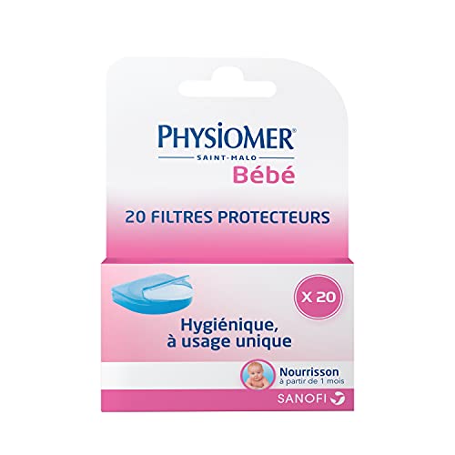 Physiomer Bébé – Filtres protecteurs – Dispositif médical – 20 filtres protecteurs – Mouche bébé Physiomer – Nez qui coule – Rhume – Rhinopharyngite – Facilite l’élimination du mucus