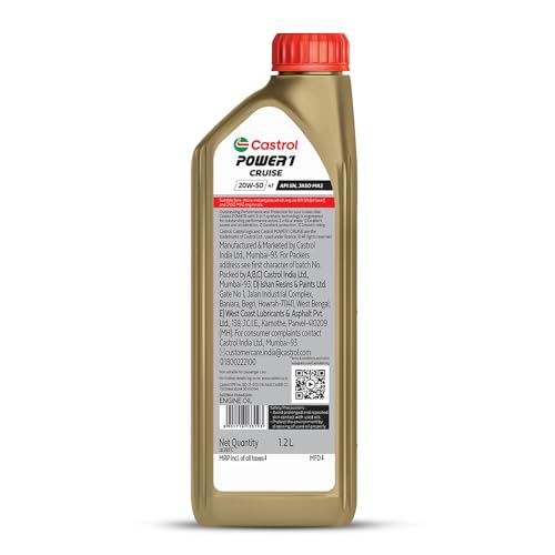 Image of Castrol POWER1 CRUISE 20W-50 4T Synthetic Engine Oil for Bikes | With 3-in-1 Synthetic Technology | Meant for High Performance Bikes | BS VI Ready |1.2 L