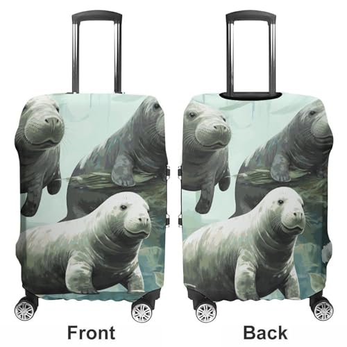 Rabbits Manatees Luggage Cover Tsa Approved Suitcase Covers for Luggage Elastic Washable Suit Case Covers Anti-Scratch Travel Luggages Sleeve Suitcase Protector Fits 19-30 Inch Case(XL)3