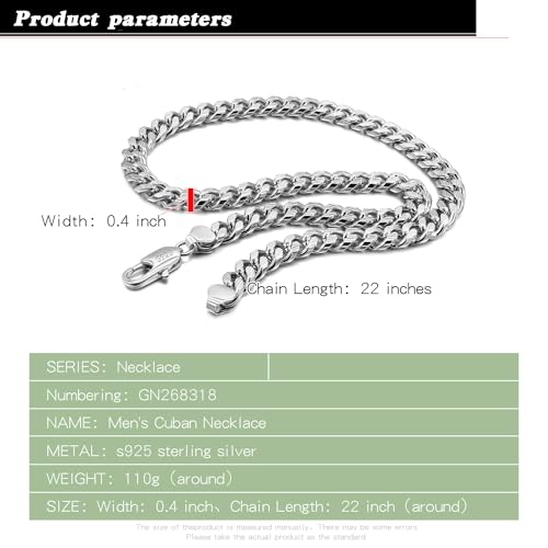 Men Italian 925 Sterling Silver Necklace 8-10-12MM Solid Miami Cuban Link Chain 18 "20" 22 "24" 26" 28 "30 "Man Women Jewelry Gift3