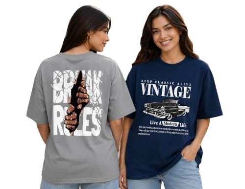 Image of AUSK Oversized T-Shirts || Printed Half Sleeve Tshirt for Womens