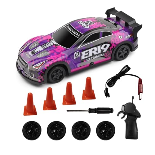 Kodbiby Auto telecomandata, 1:22 da 2,4 GHz RC Drift Car veicolo elettrico ricaricabile 4 ruote motrici in scala con luci a LED, pneumatici da corsa, auto rc Racing Car