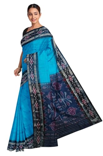 Image of COTTONSILK & KHANDUAPATA Odisha Sambalpuri Handloom Ikat Women Cotton Saree, Odisha Handloom Handmade Pure Cotton Khandua Saree, Ikkat Orissa Traditional Handloom Saree Without Blouse 430
