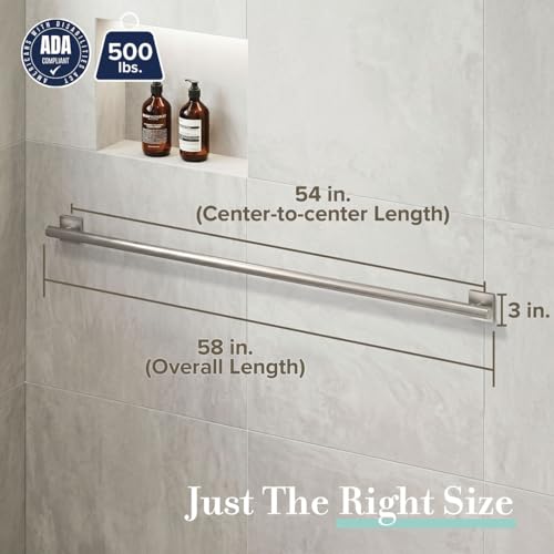 Image of Elevate 54 inch L Grab Bar, Satin Nickel