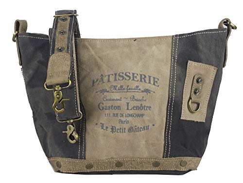 Sunsa Dames tassen schoudertas handtas canvas met leer. Grote vintage crossbody tas/tas schoudertas, cadeau-ideeën voor vrouwen/meisjes duurzame producten 52215, beige, 31-39x24x11 cm, Retro