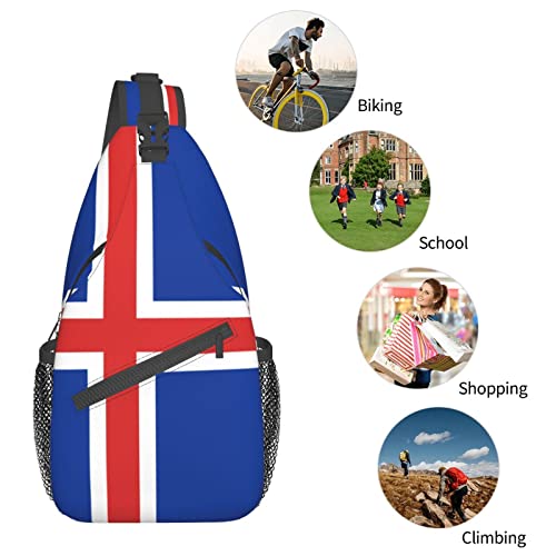 Mochila bandolera unisex con bandera de Islandia negra miniatura 7