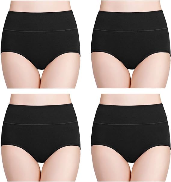 Image of DIVING DEEP Women's Briefs, 4 Pack, High Waisted Underwear, Comfortable Cotton Panties