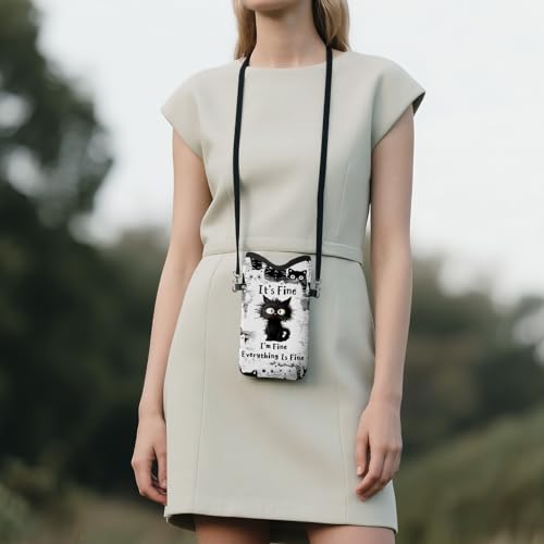 Image of Cell Phone Sleeve Pouch Case Bag with Crossbody Strap Neck Lanyard for Women Men, Cat Lover Gifts Cell Phone Crossbody Bag 7.1x3.9 Inch