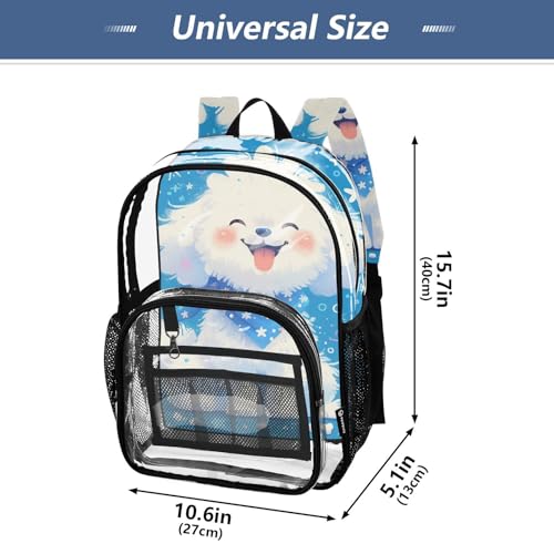 Cartoon Cute White Dog Clear Backpacks Clear Book Bag For Boys See Through Heavy Duty Bag4
