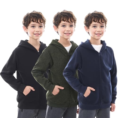 Image of WHITE PEAK TRADING COMPANY 3 Pack Boys Hoodies Fleece Classic Athetic Pullover & Zip-Up Sweatshirts Kids Clothes 6-20