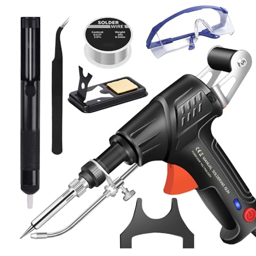 【Ampia applicazione】: Kit saldatore multifunzione per saldare circuiti stampati, riparazione di elettrodomestici, creazione di gioielli e copricapi in metallo, computer e fai da te. Molto adatto per principianti, saldatori, apparecchiature domestiche di base, formazione di ingegneri di saldatura, ecc