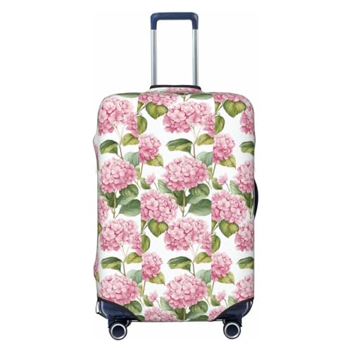 Pink Hydrangea Flowers Watercolor Elastic Travel Luggage Covers Dustproof Scratch-Resistant Suitcase Protector Fit 22-24 Inch