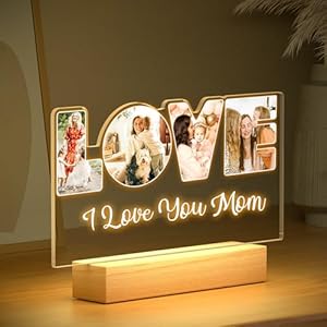 Custom Picture Frame with Photos, Personalized LOVE Photo Frame with Night Light, Customized Photo Acrylic Plaque, Personalized Photo Gifts for Mom, Baby, Kid, Family, Pet Custom Picture Frame with Photos Personalized LOVE Photo Frame with Night Light Customized Photo Acrylic Plaque Personalized Photo Gifts for Mom Baby Kid Family Pet