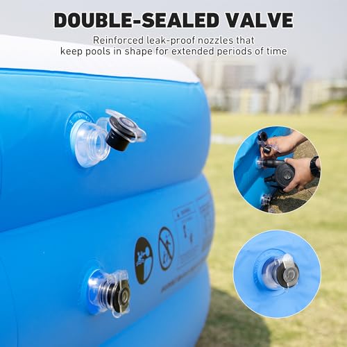 Image of Family Pool Inflatable with Pump - 136'' x 72'' x 22'' Swimming Lounge Pools for Adults Family (sea Blue)