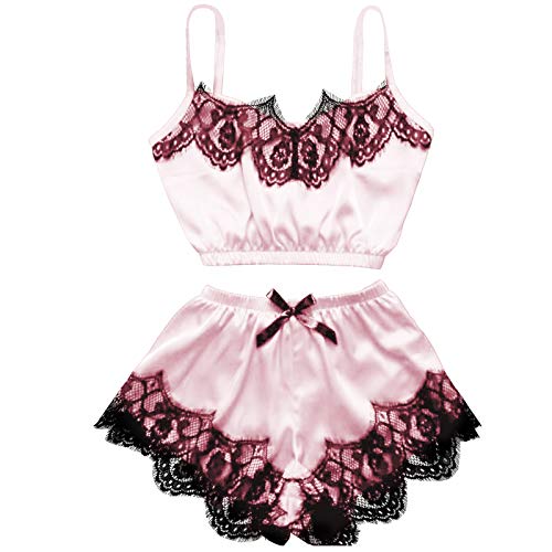 Button Down Nightgowns for Women Fur Robes for Women Lingerie Long Mother Daughter Pajamas Babydoll Bra and Panty Sets(A-Pink,2XL)