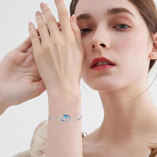 925 Sterling Silver Dolphin Bracelet for Women Cubic Zirconia Crystal Infinity Dolphin Bracelets with Cable Chain 7" + 2" Mothers Day Jewelry for Mom3
