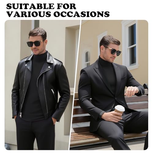 Image of Men's Turtleneck Casual Basic High Neck Long Sleeve T Shirts Half Neck Lightweight Pullover Sweater