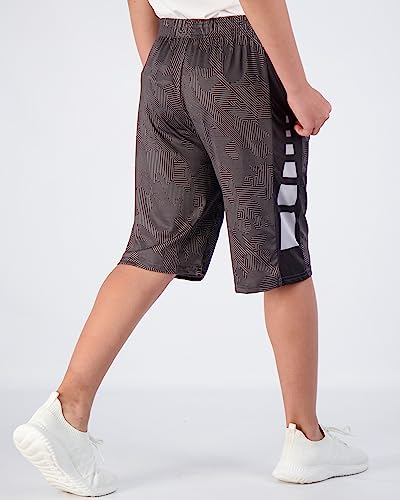 Real Essentials 5-Pack Boys' Dry-Fit Active Athletic Performance Basketball Shorts with Pockets4