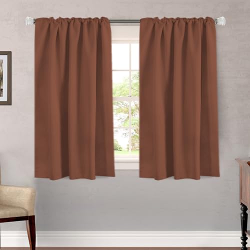 Image of H.VERSAILTEX Blackout Curtains Thermal Insulated Window Treatment Panels Room Darkening Curtains for Bedroom Back Tab /Rod Pocket Small Window Curtains (2 Panels, Washed Spice, 52 x 54 Inch)