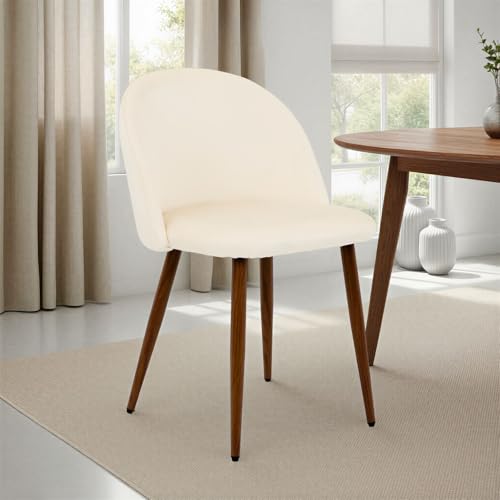 IDIMEX Chaises de salle à manger Navia Lot de 2, Blanc crème - Chaises en velours et assise rembourrée, chaise avec pieds en métal stables, meubles de...