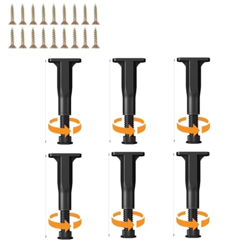 XHYdamile 6Pcs Adjustable Height Cabinet Support Legs [with Screws], 3.5-6.3 inch Furniture Replacement Legs for Dresser/Table