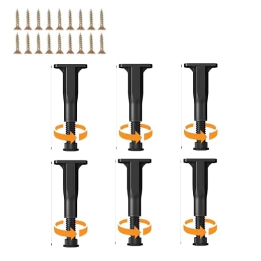 XHYdamile 6Pcs Adjustable Height Cabinet Support Legs [with Screws], 3.5-6.3 inch Furniture Replacement Legs for Dresser/Table