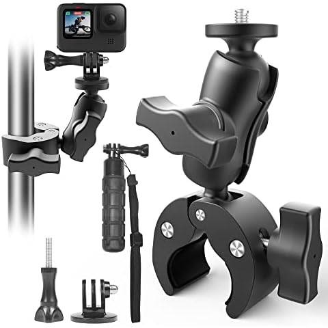 MEKNIC Camera Clamp Mount Monitor Mount Bracket Super Clamp ¼” Screw and Tripod Adapter Thread with Cool Double Ballhead Arm Adapter Bottom Clamp for for DSLR Camera/Field Monitor/LED Cover